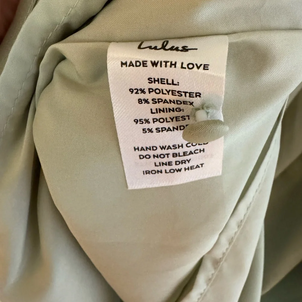 NWT Lulus What a Stunner Sage Green Satin Asymmetrical Mini Dress, Medium - Picture 3 of 8